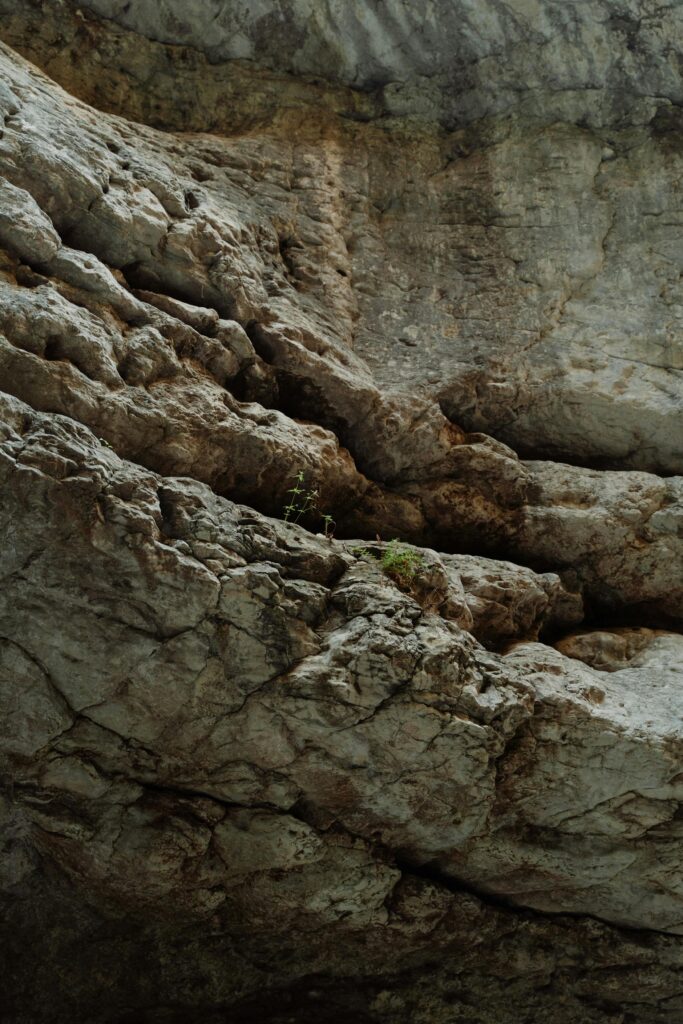 Close-up of textured rock formations showcasing natural geological patterns.